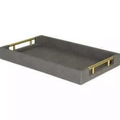 Faux Leather Gray Tray