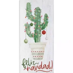 Feliz Navidad Cactus Wall Plaque