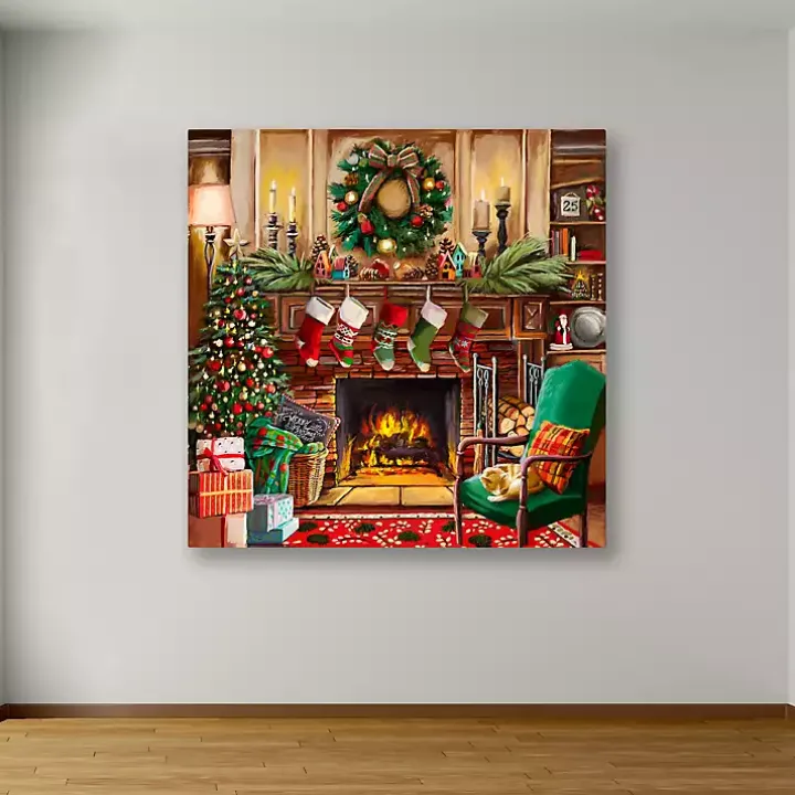 Fireside Christmas Canvas Art Print