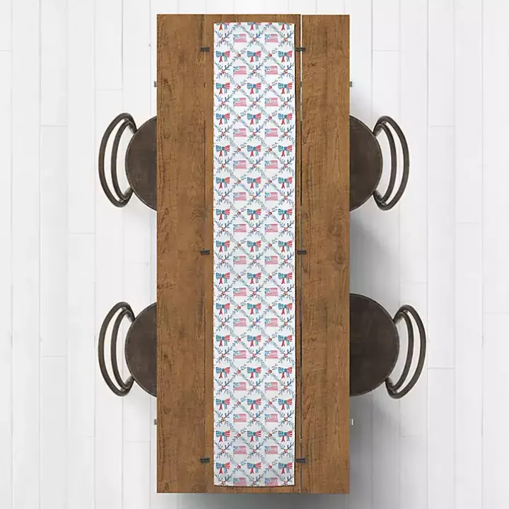 Flags and Bows 4th of July Table Runner, 72 in.