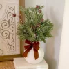 Flocked Pinecone Arrangement with Bow