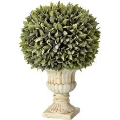 Flocked Sage Ball in Urn Arrangement, 15 in.