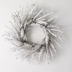 Flocked Twig and Pinecone Christmas Wreath