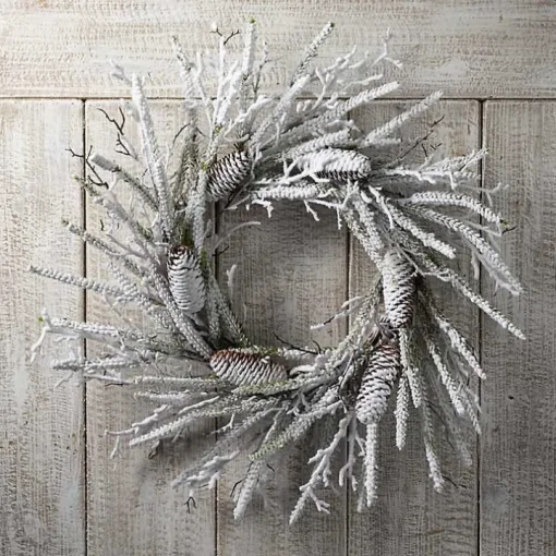 Flocked Twig and Pinecone Christmas Wreath