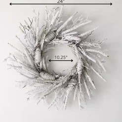 Flocked Twig and Pinecone Christmas Wreath