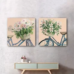 Floral Bikes Canvas Art Prints, Set of 2
