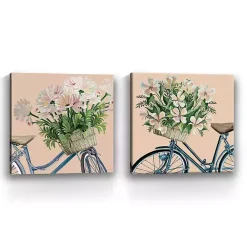 Floral Bikes Canvas Art Prints, Set of 2