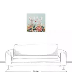 Floral Bunny Couple Canvas Art Print
