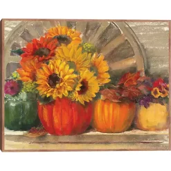Floral Pumpkins Framed Canvas Art Print