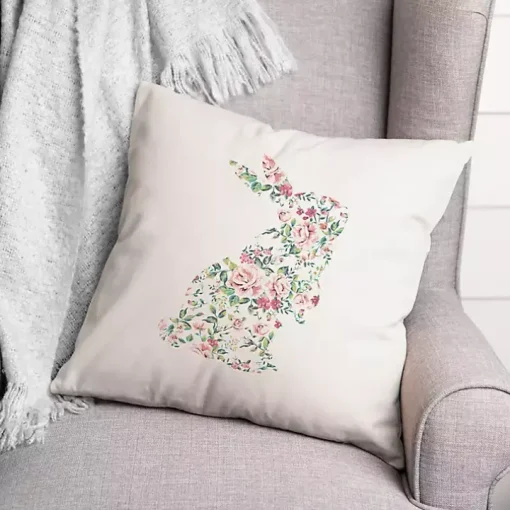 Floral Rabbit Easter Pillow