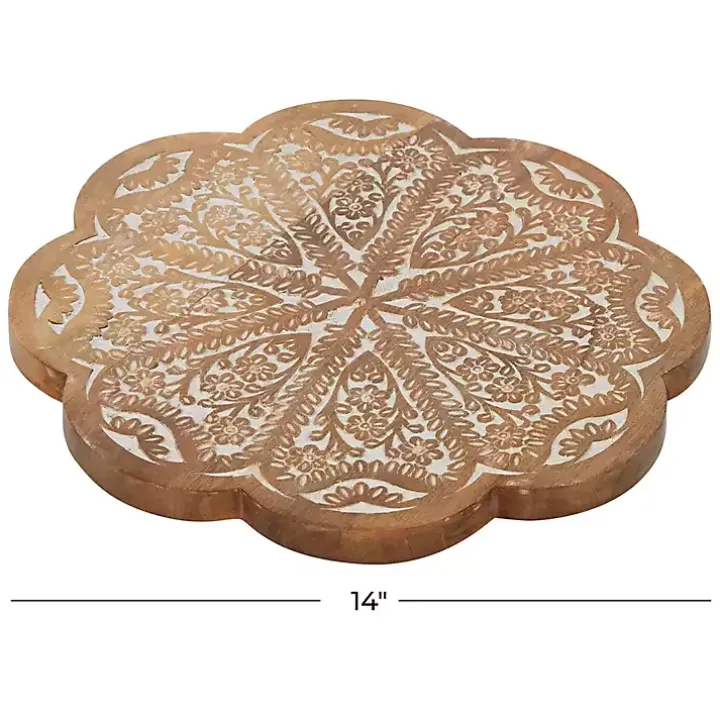 Floral Wood Lazy Susan Cake Stand