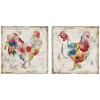Flowered Chicken Canvas Art Print, Set of 2