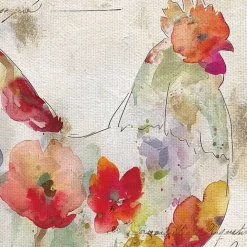 Flowered Chicken Canvas Art Print, Set of 2
