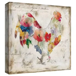 Flowered Chicken Canvas Art Print, Set of 2
