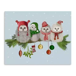 Fluffy Owls on Branch Canvas Art Print
