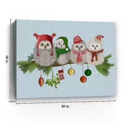 Fluffy Owls on Branch Canvas Art Print