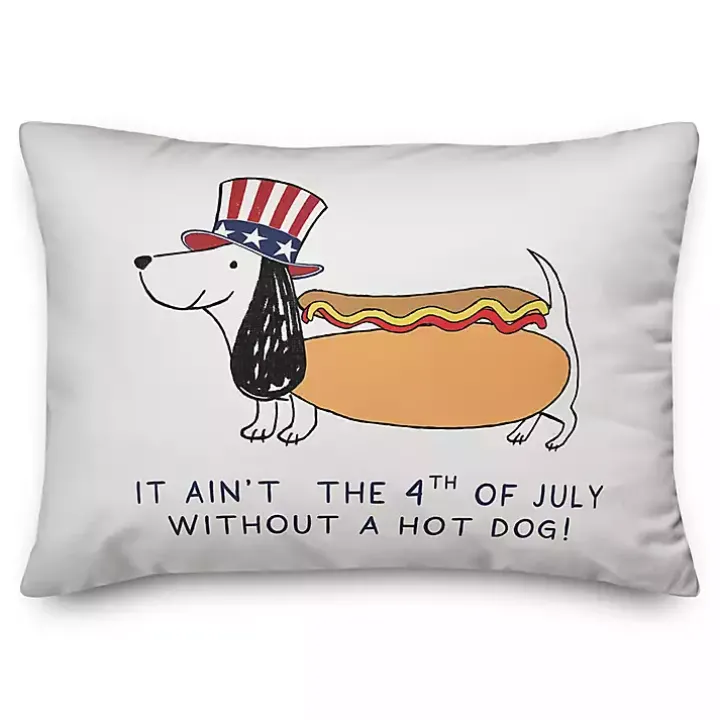 Fourth of July Hot Dog Indoor/Outdoor Pillow