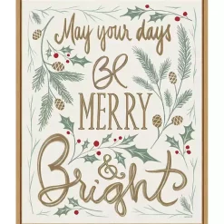 Framed Merry and Bright Christmas Canvas Art Print