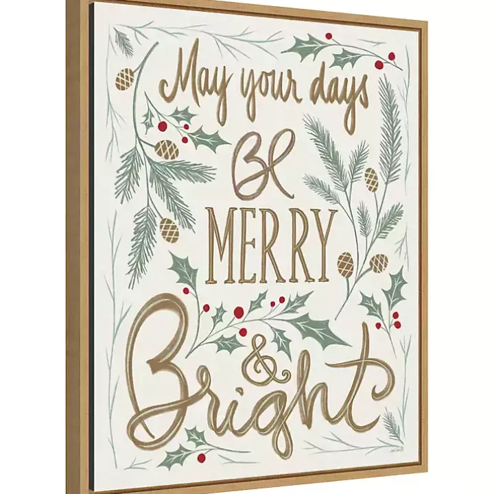 Framed Merry and Bright Christmas Canvas Art Print