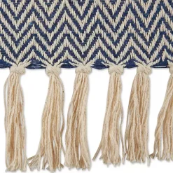 French Blue Chevron Fringe Throw