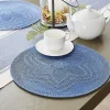 French Blue Woven Round Placemats, Set of 6