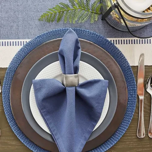 French Blue Woven Round Placemats, Set of 6