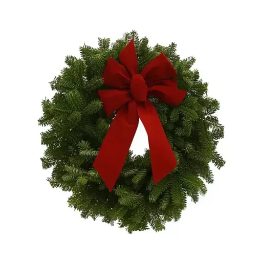 Fresh Cut Balsam Fir Wreath with Red Bow 2-pc. Set
