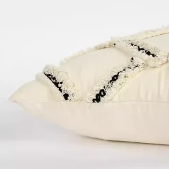 Fringe Stitched Lattice Throw Pillow