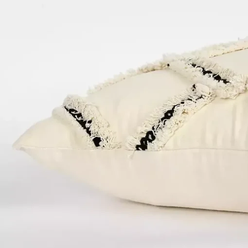 Fringe Stitched Lattice Throw Pillow