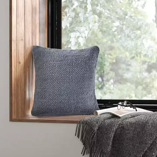 Frost Blue Woven Accent Pillow