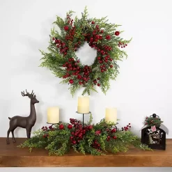 Frosted Berry and Crabapple Cedar and Pine Wreath