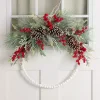 Frosted Berry and Pinecone Beaded Wood Wreath