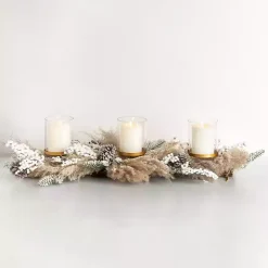 Frosted Pampas and Berries Candle Centerpiece