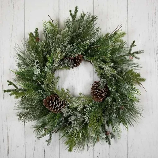 Frosted Pine and Cedar Wreath