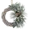 Frosted Pine and Foliage Twig Wreath