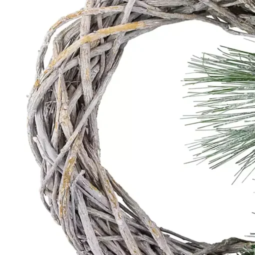 Frosted Pine and Foliage Twig Wreath