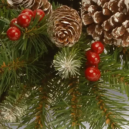 Frosted Pinecone and Berry Candle Centerpiece