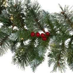 Frosted Swiss Pine and Berry Clear LED Garland