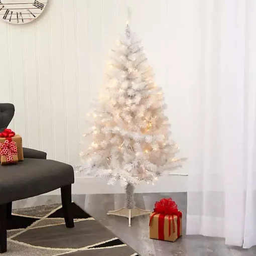 5 ft. Clear Pre-Lit White Christmas Tree