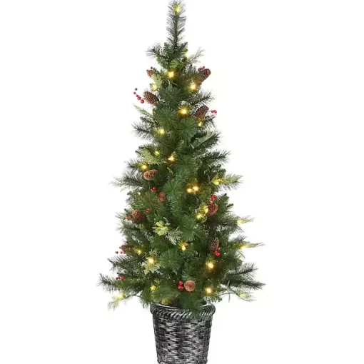 5 ft. Feel Real Pre-Lit Buzzard Pine Tree