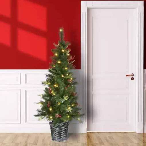 5 ft. Feel Real Pre-Lit Buzzard Pine Tree