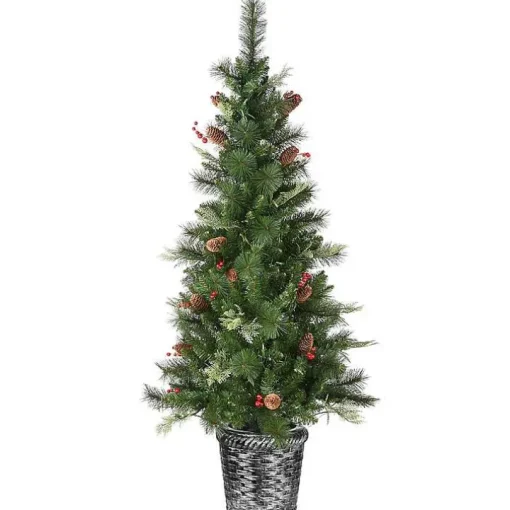 5 ft. Feel Real Pre-Lit Buzzard Pine Tree