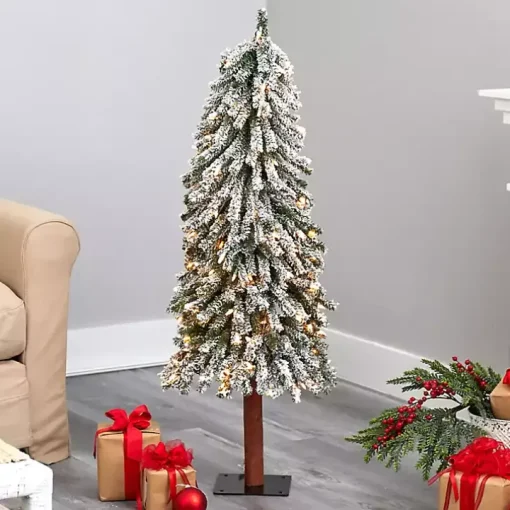 4 ft. Lit Flocked Grand Alpine Christmas Tree