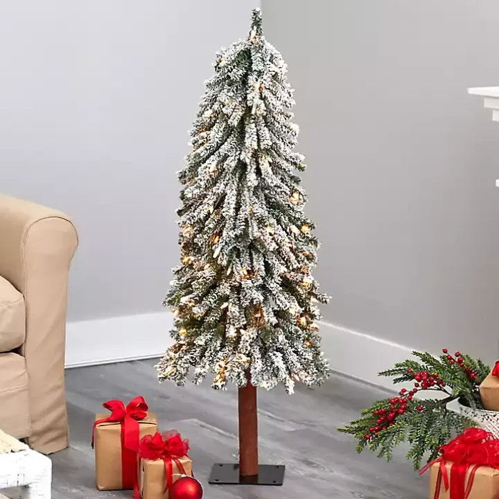 4 ft. Lit Flocked Grand Alpine Christmas Tree