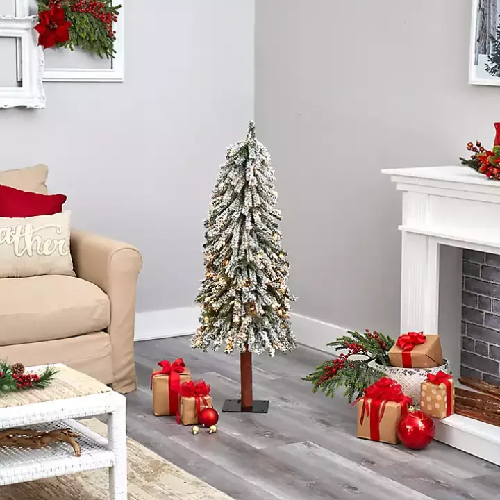 4 ft. Lit Flocked Grand Alpine Christmas Tree