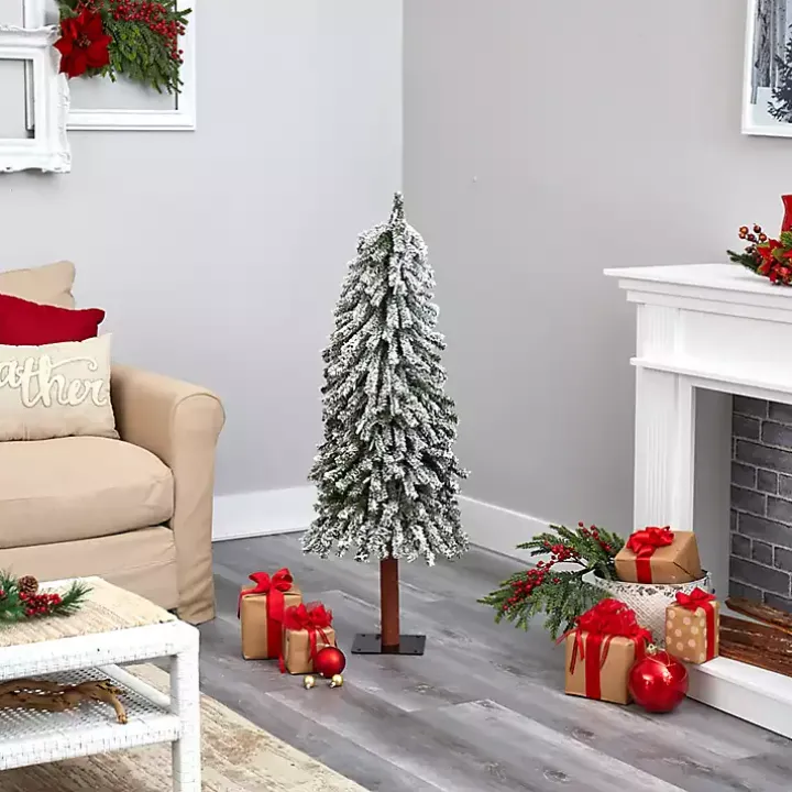 4 ft. Lit Flocked Grand Alpine Christmas Tree