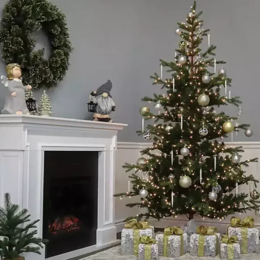 6.5 ft. Pre-Lit Feel Real Norwegian Christmas Tree