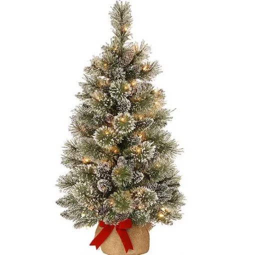 3-ft. Pre-Lit Flocked Glitter Christmas Tree
