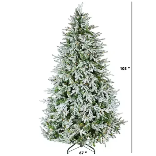9 ft. Pre-Lit Flocked Spruce Full Christmas Tree