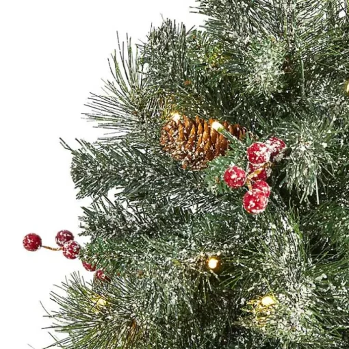 4 ft. Pre-Lit Frosted Berry and Pine Tree in Urn